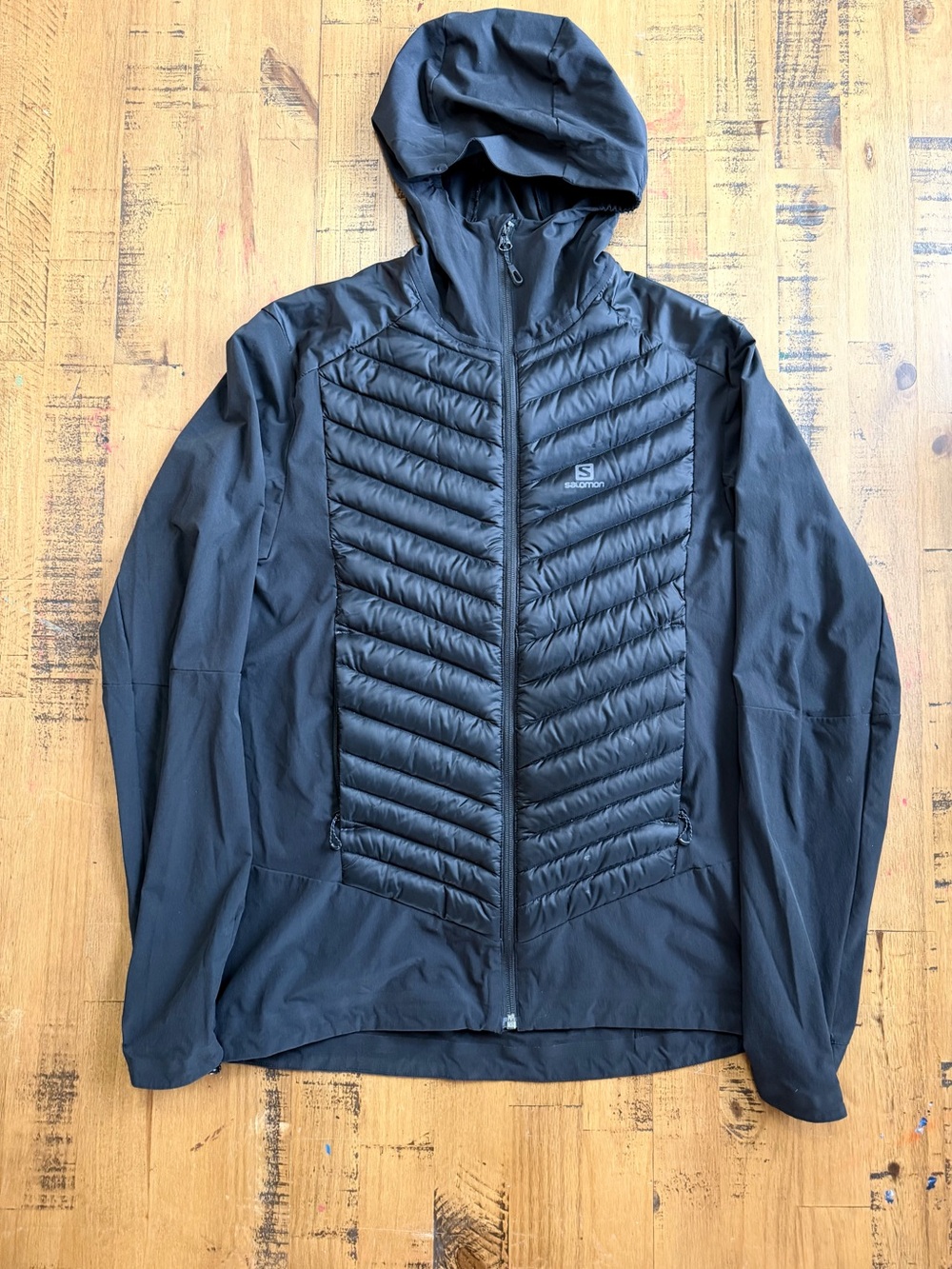 Salomon Men's Black Hooded Hybrid Insulated Jacket